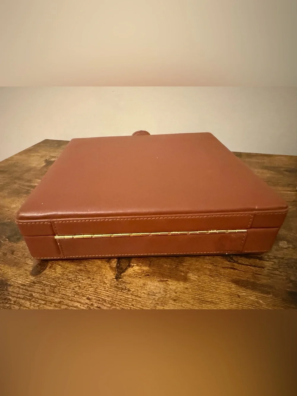 Vintage Savoy Cigarette Men's Brown Leather Jewelry Box